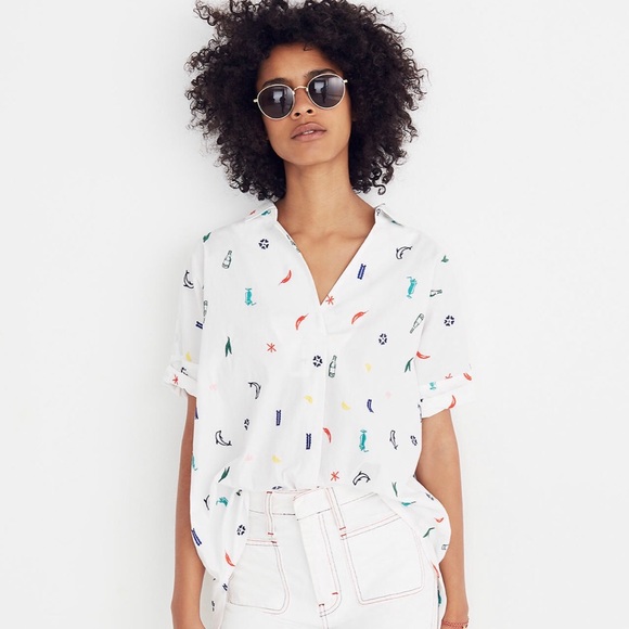 Madewell Tops - Madewell Summer Friday Embroidered Courier Top XXS